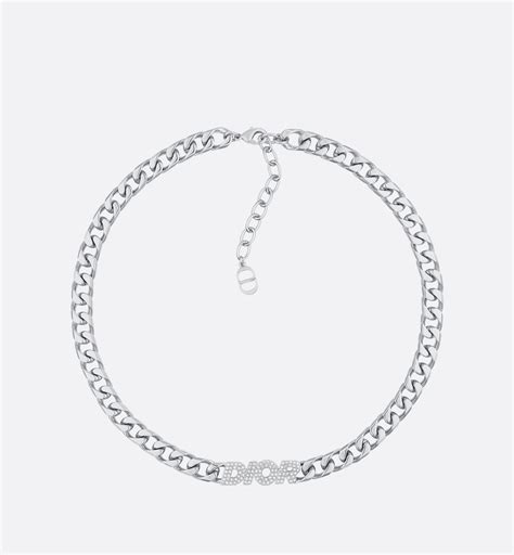 Collier pendentif DIOR Argent et cristaux blancs 